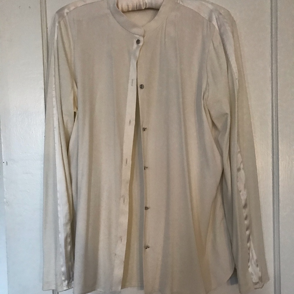White Silk and Cotton Button Down